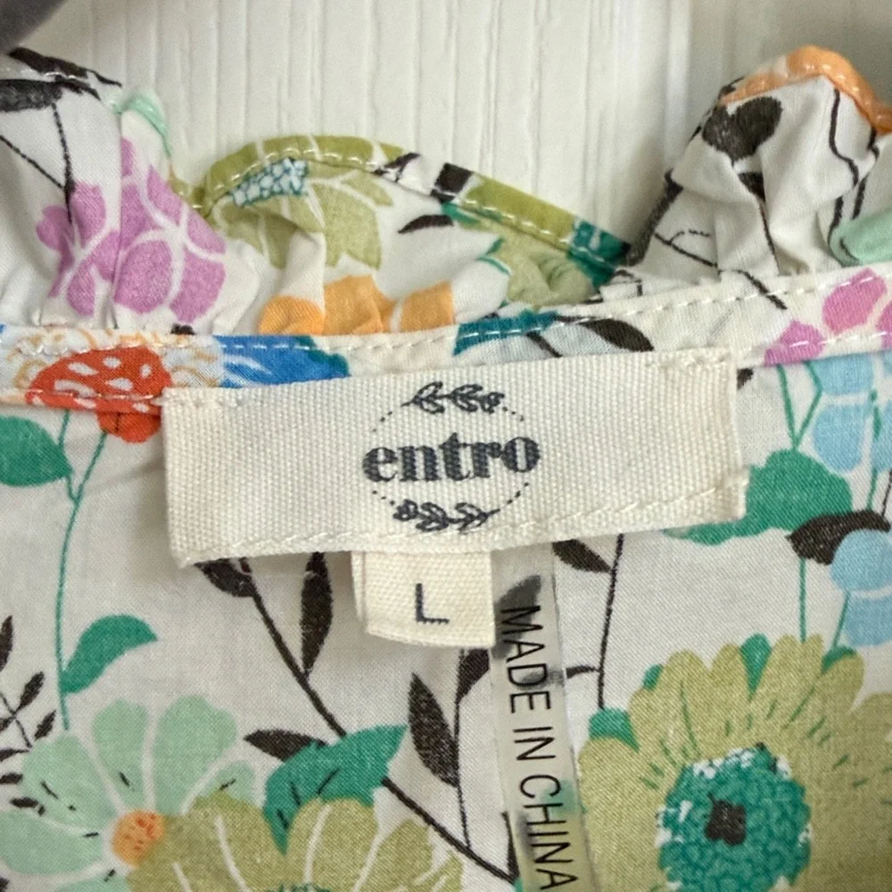 Entro Multicolor Floral Ruffle Blouse - Picture 2 of 2